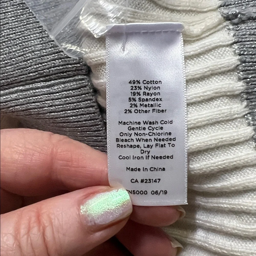 Talbots Striped Turtleneck Button Detail Sweater